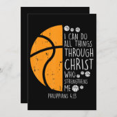 私は物事を行うことができるバスケットボール聖句God Jesus 招待状 (正面/裏面)