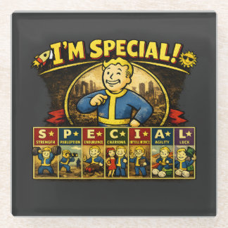私は特別 | Falloutにインスパイアされたステータスマウスパッド ガラスコースター