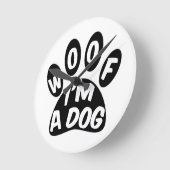 私は犬だ ラウンド壁時計 (傾斜)