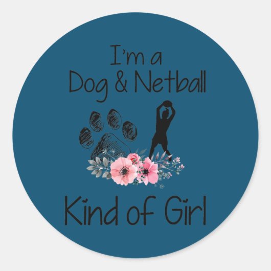 私は犬とネットボールの一種の女の子ネットボーおもしろいル ラウンドシール (正面)