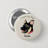 私は犬にかわいいドイツの羊飼い犬が大好き 缶バッジ (正面&裏面)