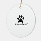 私は犬のような黒と白のポープリントが大好き セラミックオーナメント (左)