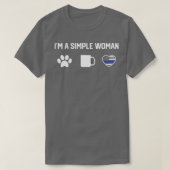 私は犬のコーヒシンプルーハートが大好きな女性である Tシャツ (デザイン正面)