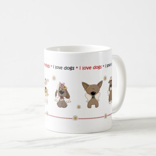私は犬のマグを愛します コーヒーマグカップ (正面右)
