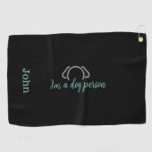 私は犬の人の引用文カスタムブラックゴルフタオル ゴルフタオル (横)