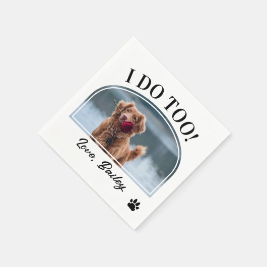 私は犬の写真とポー結婚ズ スタンダードカクテルナプキン (角)