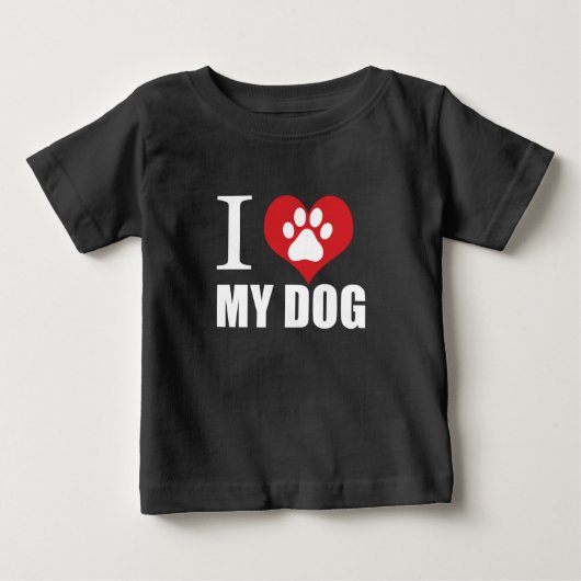 私は犬のTシャツが大好きだ ベビーTシャツ (正面)