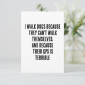 私は犬は自分で歩けないから歩く サンキューカード (スタンド正面)