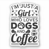 私は犬やコーヒーが大好きな女の子 シール (正面)