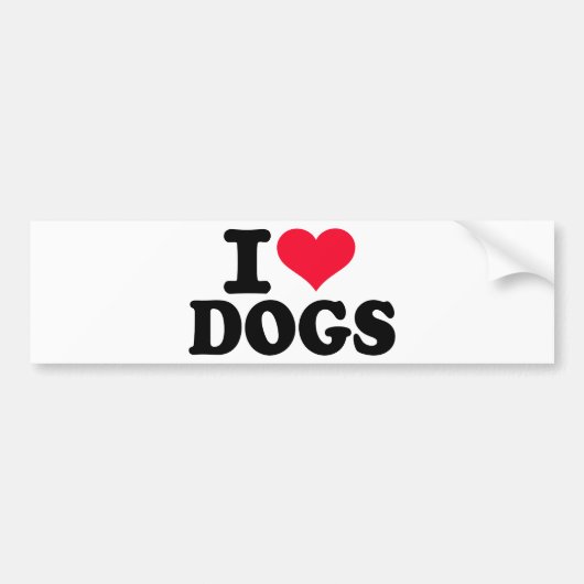 私は犬を愛します バンパーステッカー (正面)