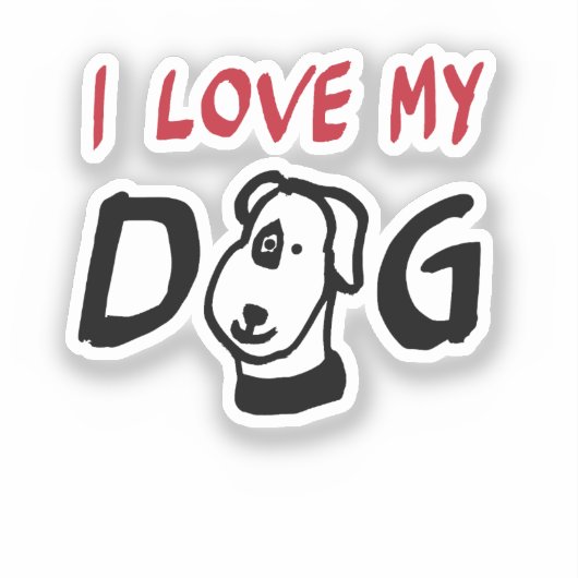 私は犬を犬のイラストレーションで愛す シール (正面)