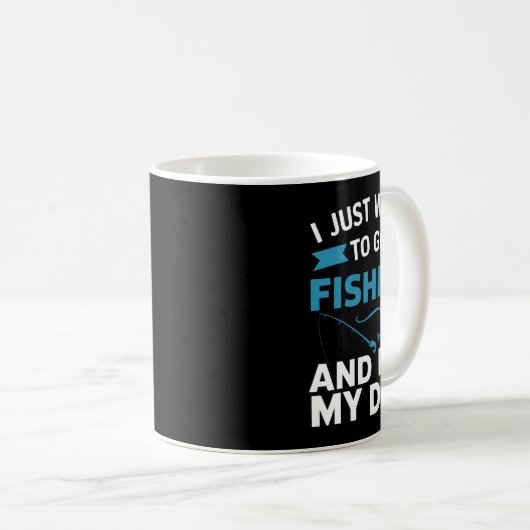 私は犬を飼って魚釣りに行きたい コーヒーマグカップ (正面右)