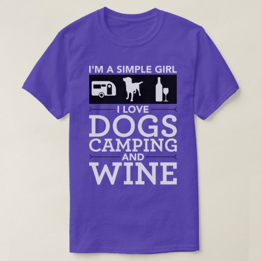 私は犬シンプルが大好きな女性キャンピングとワイン1 Tシャツ (デザイン正面)