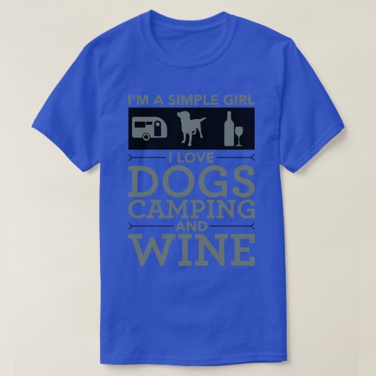 私は犬シンプルが大好きな女性キャンピングとワイン2 Tシャツ (デザイン正面)