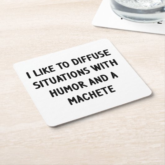 私は状況を拡散するのが好きだ スクエアペーパーコースター (アングル)