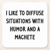 私は状況を拡散するのが好きだ スクエアペーパーコースター (正面)