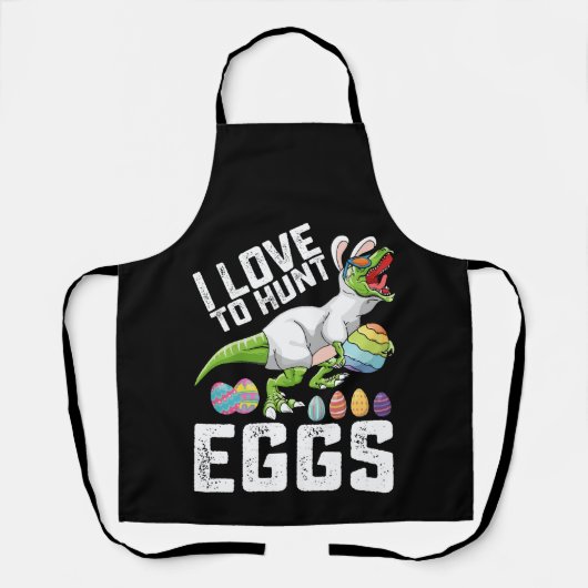 私は狩り卵イースター恐竜Tレックスに愛 エプロン (正面)