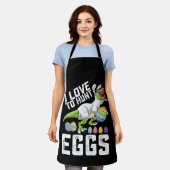 私は狩り卵イースター恐竜Tレックスに愛 エプロン (着用した状態)