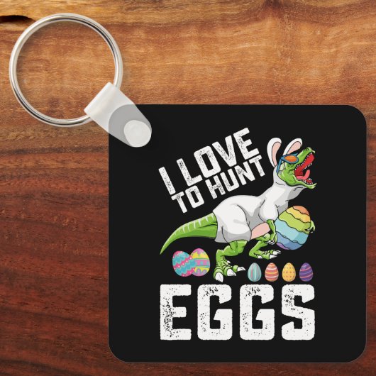 私は狩り卵イースター恐竜Tレックスに愛 キーホルダー (正面)