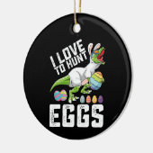 私は狩り卵イースター恐竜Tレックスに愛 セラミックオーナメント (左)