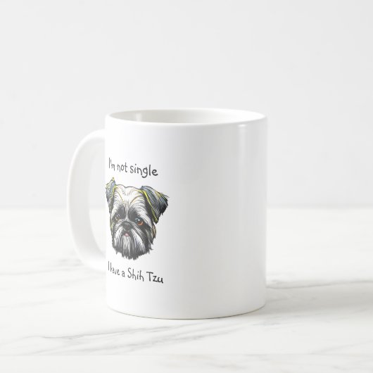 私は独身のシーズー(犬)Tzuを持っていない コーヒーマグカップ (正面左)