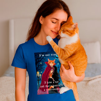 私は独身の猫を持っていない、編集可能な猫のおもしろい引用文 トライブレンドTシャツ
