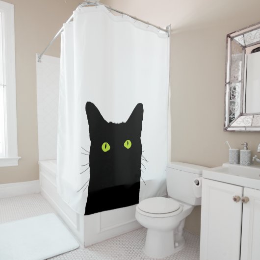 私は猫があなたの色の背景を選ぶためにクリック見ます シャワーカーテン (インサイチュ)