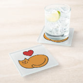 私は猫が大好きだ ガラスコースター (アングル)