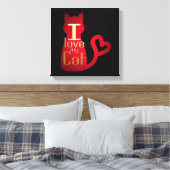 私は猫が大好きだ キャンバスプリント (インサイチュ (寝室))