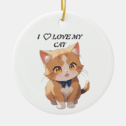 私は猫が大好きだ セラミックオーナメント (正面)