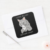 私は猫が大好きで、3人も可愛いおもしろい猫 スクエアシール (封筒)