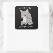 私は猫が大好きで、3人も可愛いおもしろい猫 スクエアシール (バッグ)