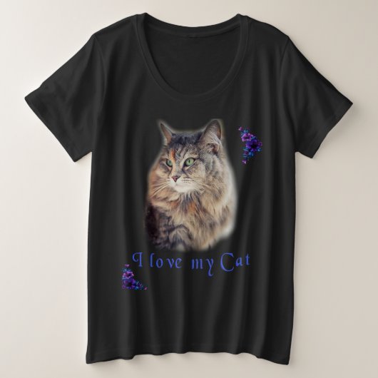 私は猫が大好き プラスサイズTシャツ (デザイン正面)
