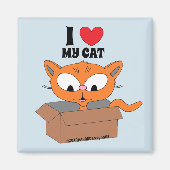 「私は猫が大好き」可愛い箱入りマンガ猫 マグネット (正面)