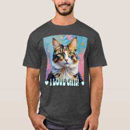 私は猫が大好き! Tシャツ