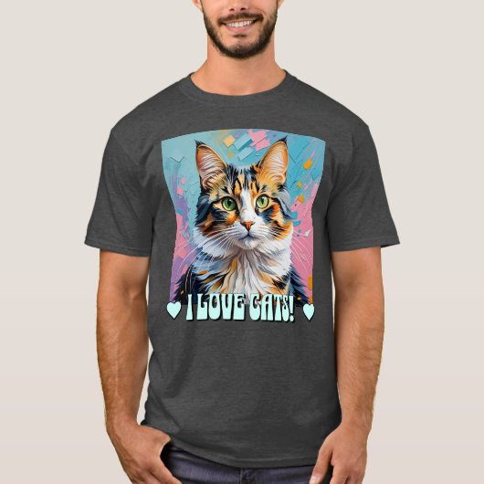私は猫が大好き！ Tシャツ (正面)