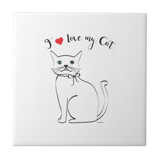 私は猫が大好カッコいいき タイル (正面)