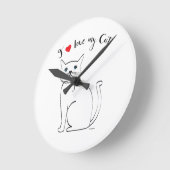 私は猫が大好カッコいいき ラウンド壁時計 (傾斜)