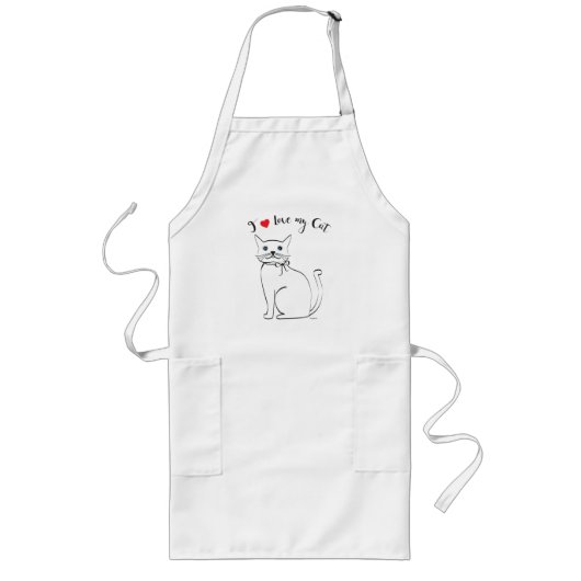 私は猫が大好カッコいいき ロングエプロン (正面)
