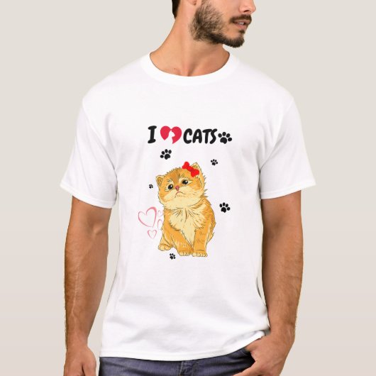 私は猫が好きで、子猫が好きで、猫好き Tシャツ (正面)