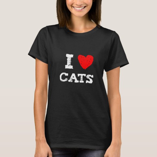 私は猫が好きで、猫の母や赤いハートにぴったりな Tシャツ (正面)
