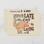 私は猫が私を狙っているのが遅くなってごめんなさい サンキューカード (正面/裏面)