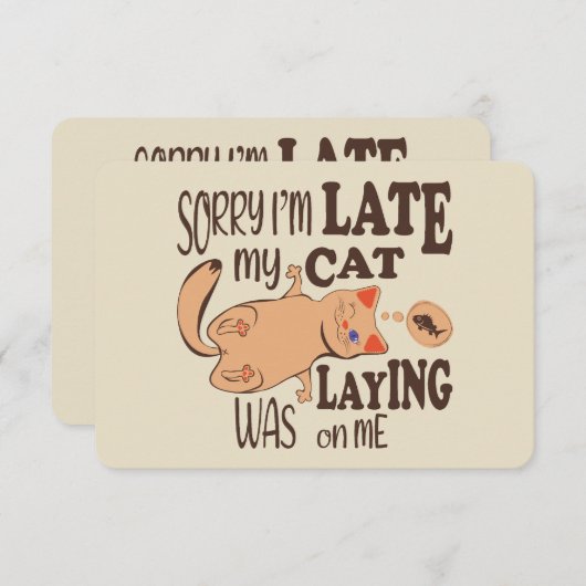 私は猫が私を狙っているのが遅くなってごめんなさい サンキューカード (正面/裏面)