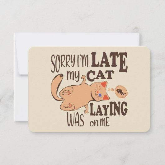 私は猫が私を狙っているのが遅くなってごめんなさい サンキューカード (正面)