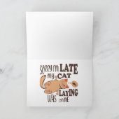 私は猫が私を狙っているのが遅くなってごめんなさい サンキューカード (内部)