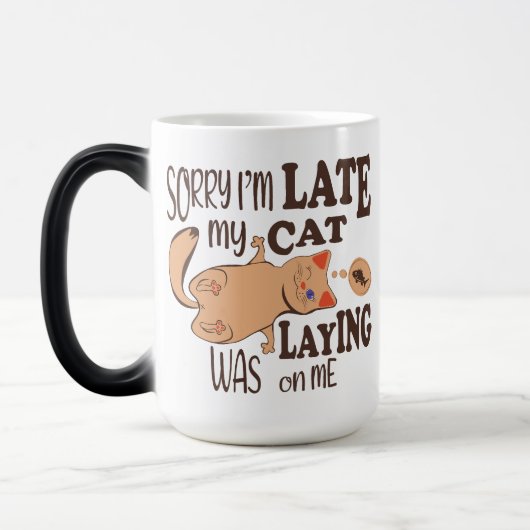 私は猫が私を狙っているのが遅くなってごめんなさい モーフィングマグカップ (左)