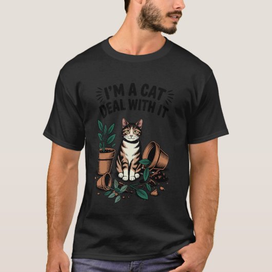私は猫です、受け入れてね 猫 クッション 子猫 植物 猫好き Tシャツ (正面)