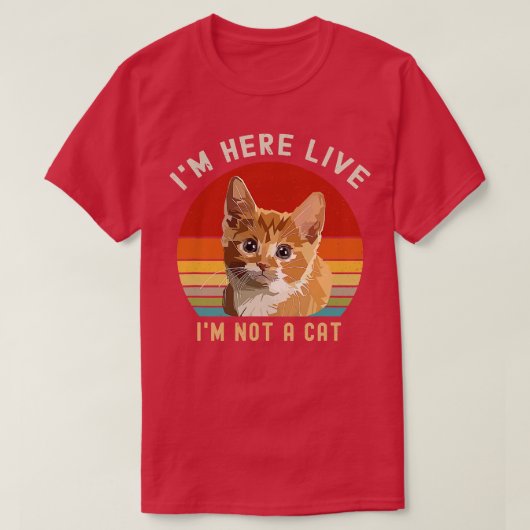 私は猫ではない生きているおもしろい Tシャツ (デザイン正面)
