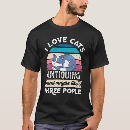 私は猫とアンティークが大好きでほんの数人と気が合う Tシャツ (正面)