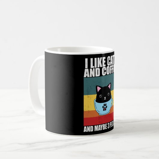 私は猫とコーヒーが好きで、3人もコーヒーが好きだ コーヒーマグカップ (正面左)